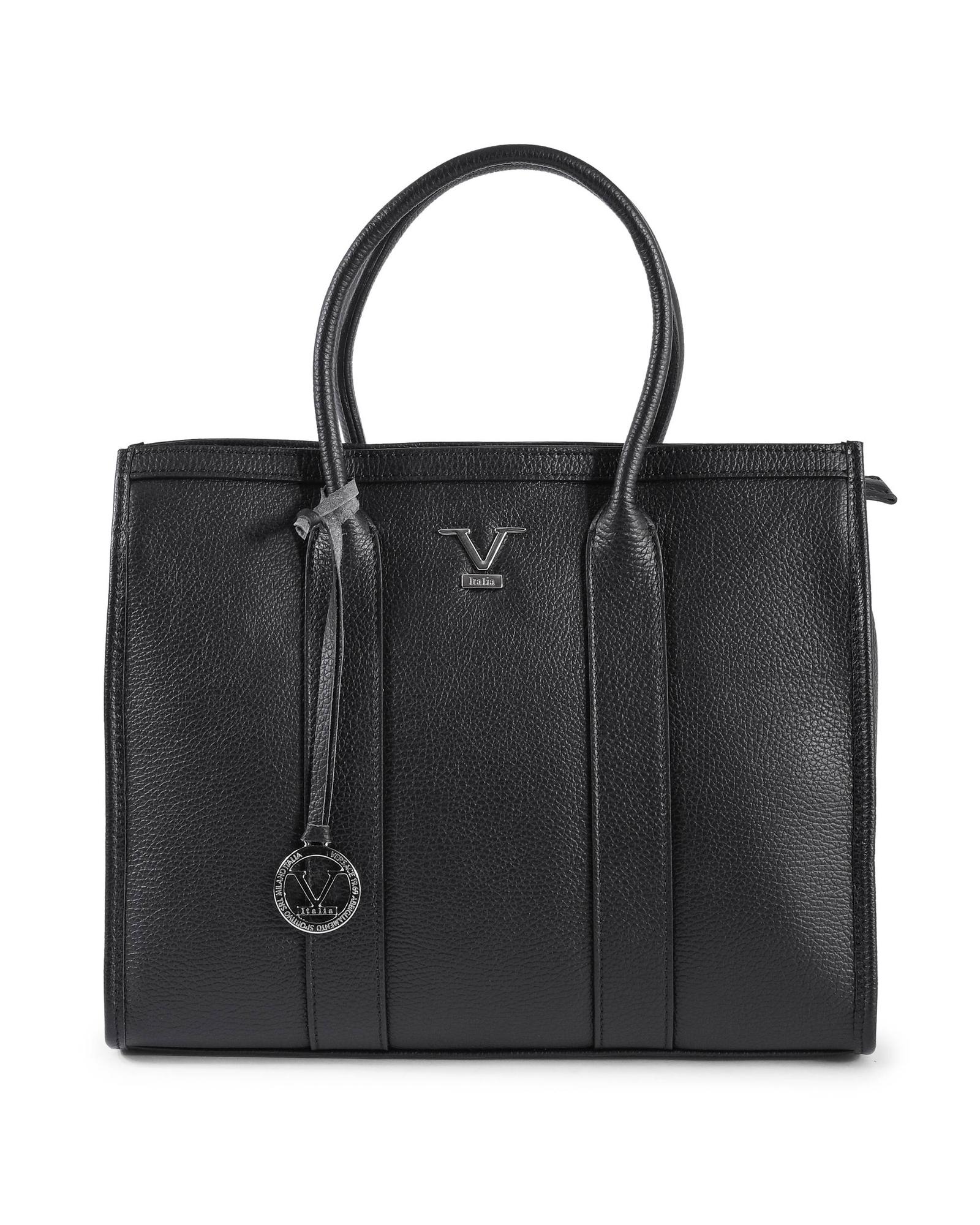 V539-BTB109395-202506160252-00 V Italia Black Tote Bag V Italia Leather Tote Bag Women's V Italia Black Tote Bag - One Size - Image 1