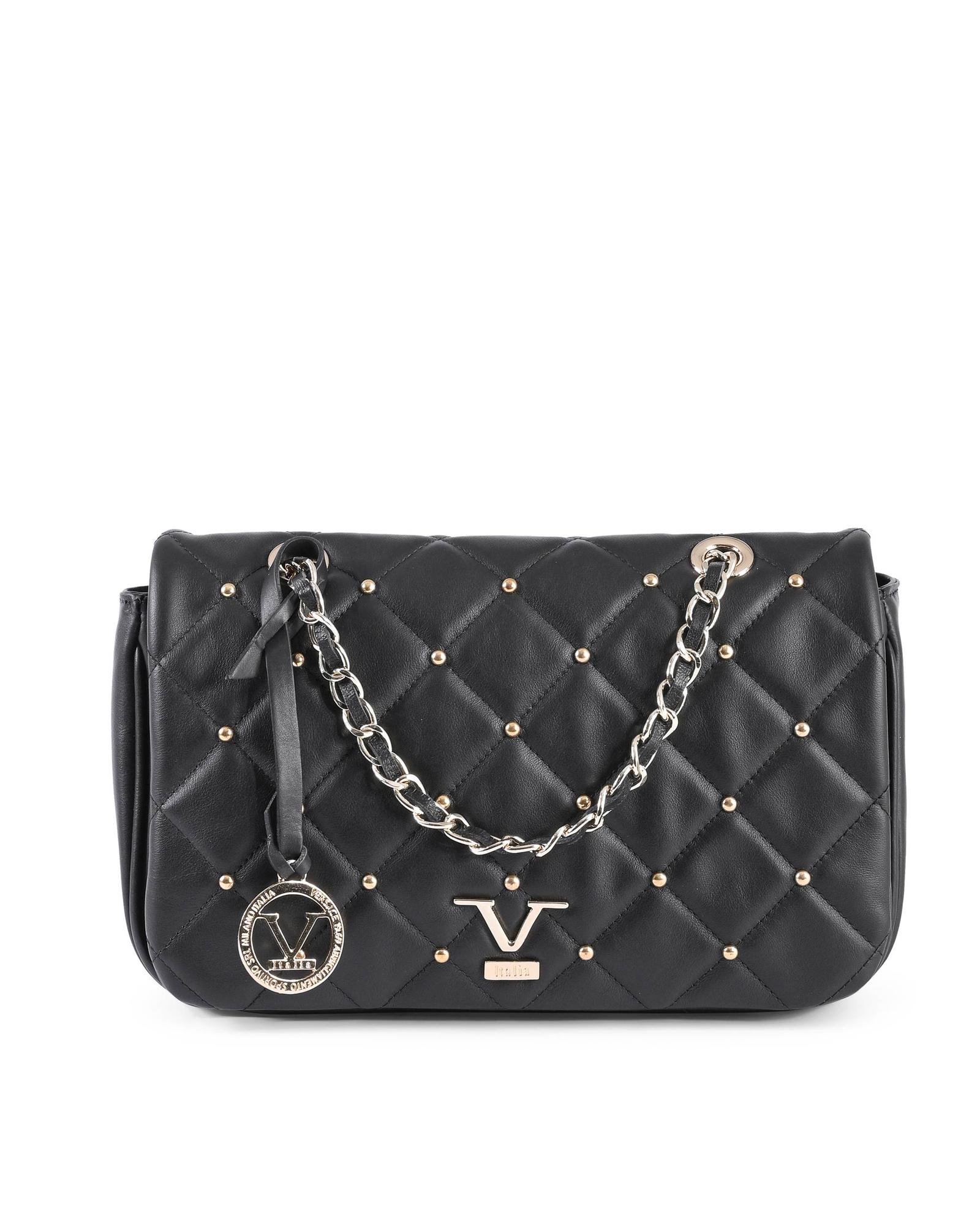 V539-BTB109402-202506160310-00 V Italia by VERSACE Chain Bag Black Leather - One Size - Image 1