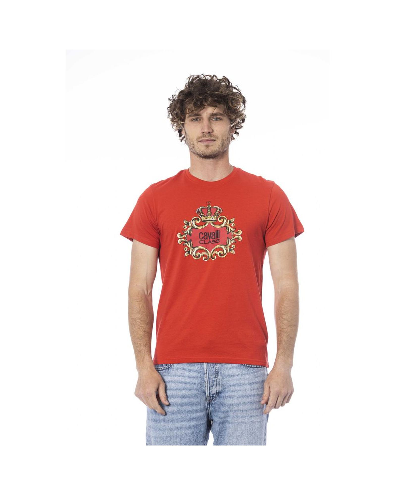 V539-CA-24334-L-202506160420-00 Cavalli Class Men's Red Cotton T-Shirt - L - Image 1