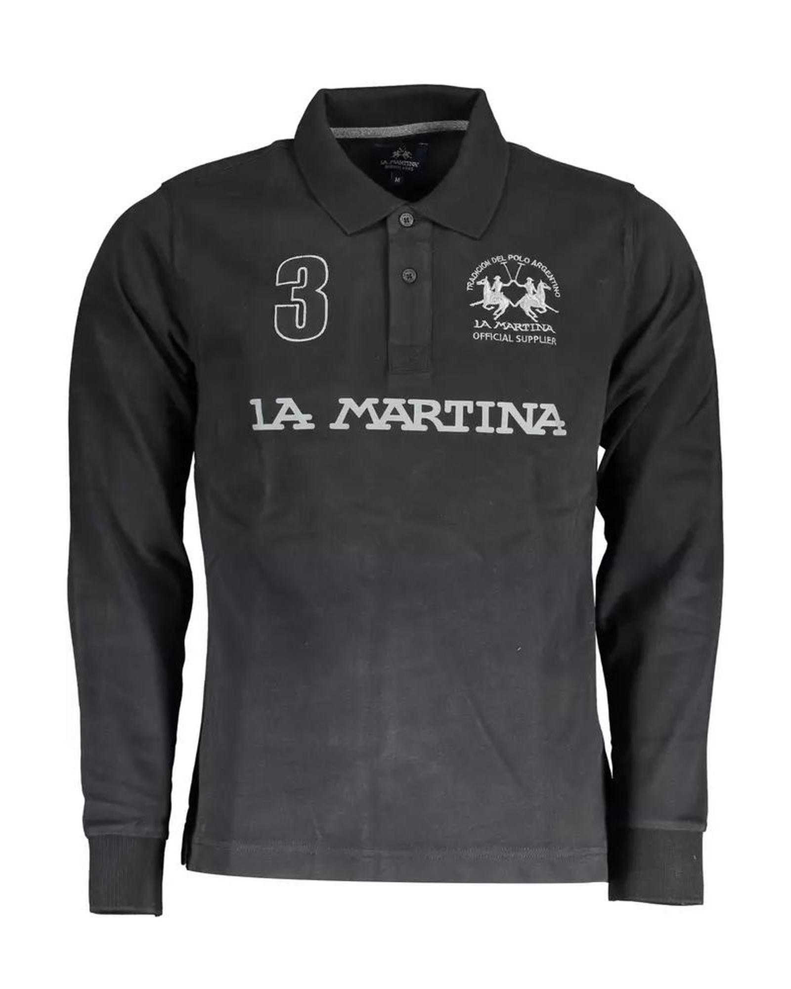 V539-LA-17145-L-202506170616-00 La Martina Men's Black Cotton Polo Shirt - L - Image 1