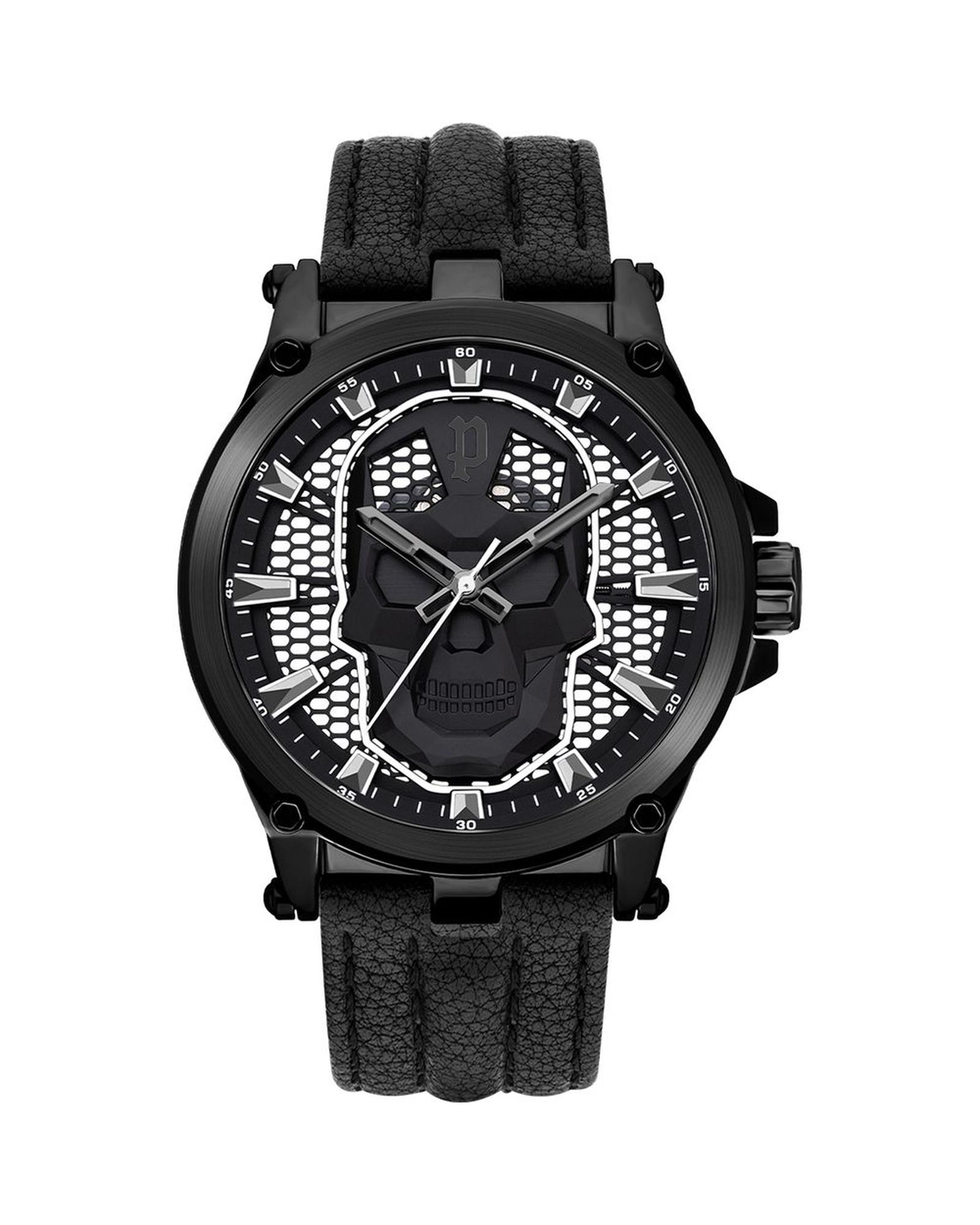 V539-POPEWJA2108203AC-202506180346-00 Police Men's Black Leather Watch - One Size - Image 1