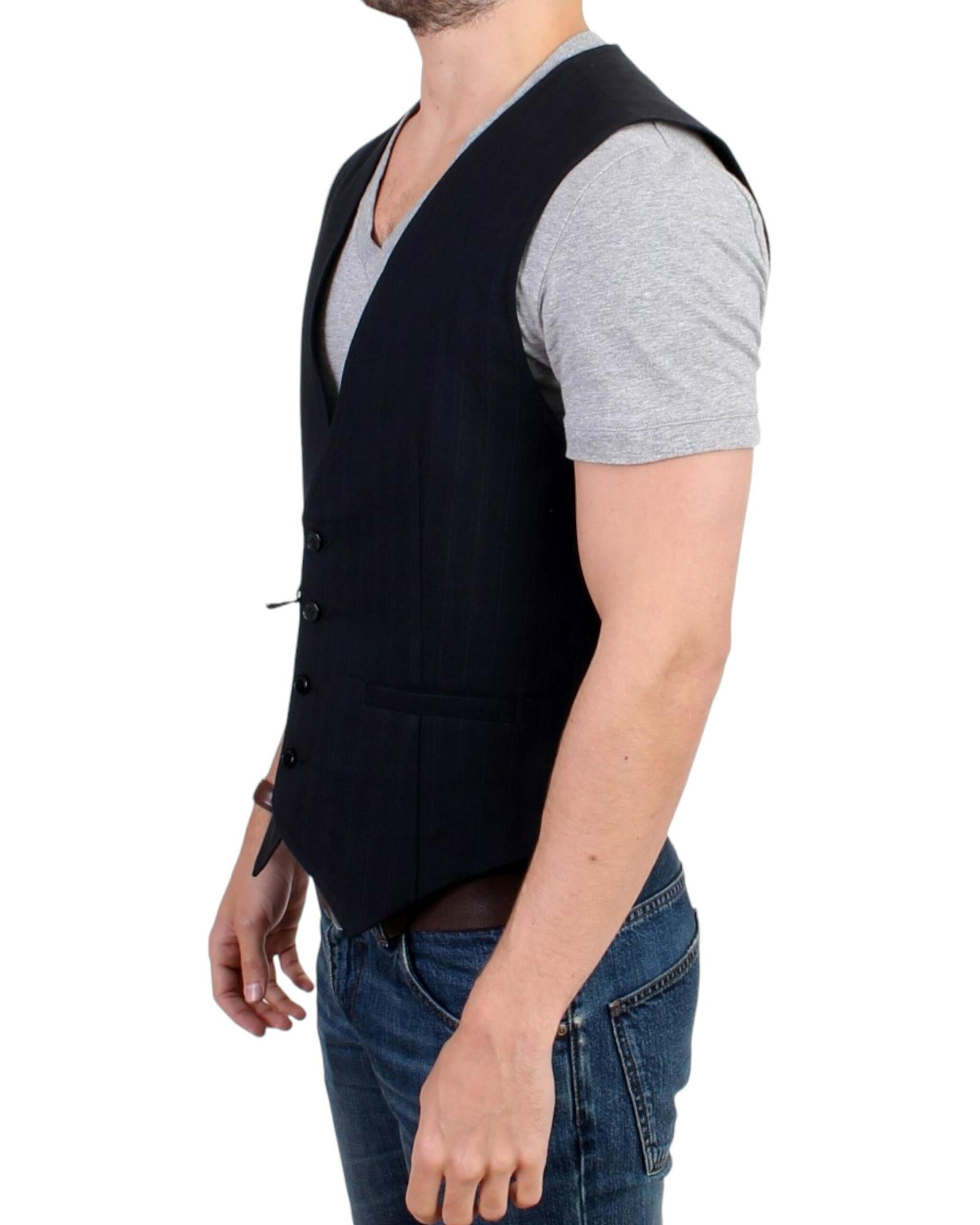 V539-SIG10772-1-202509010610-01 Costume National CNC Black Striped Casual Vest 48 IT Men - Image 2