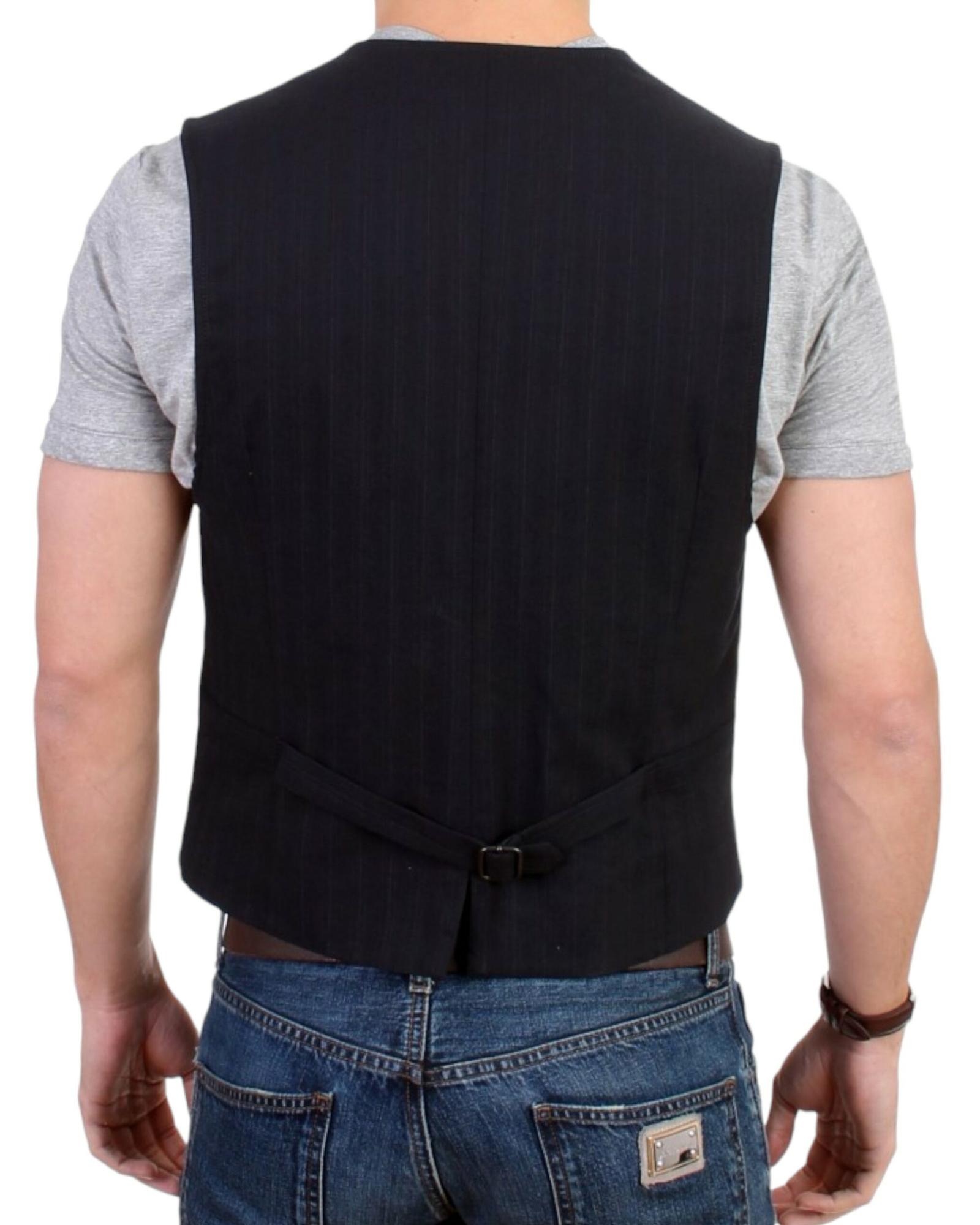 V539-SIG10772-1-202509010610-02 Costume National CNC Black Striped Casual Vest 48 IT Men - Image 3