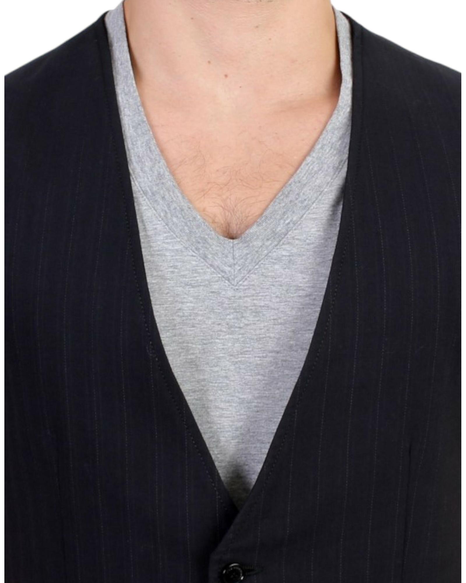 V539-SIG10772-1-202509010610-04 Costume National CNC Black Striped Casual Vest 48 IT Men - Image 5