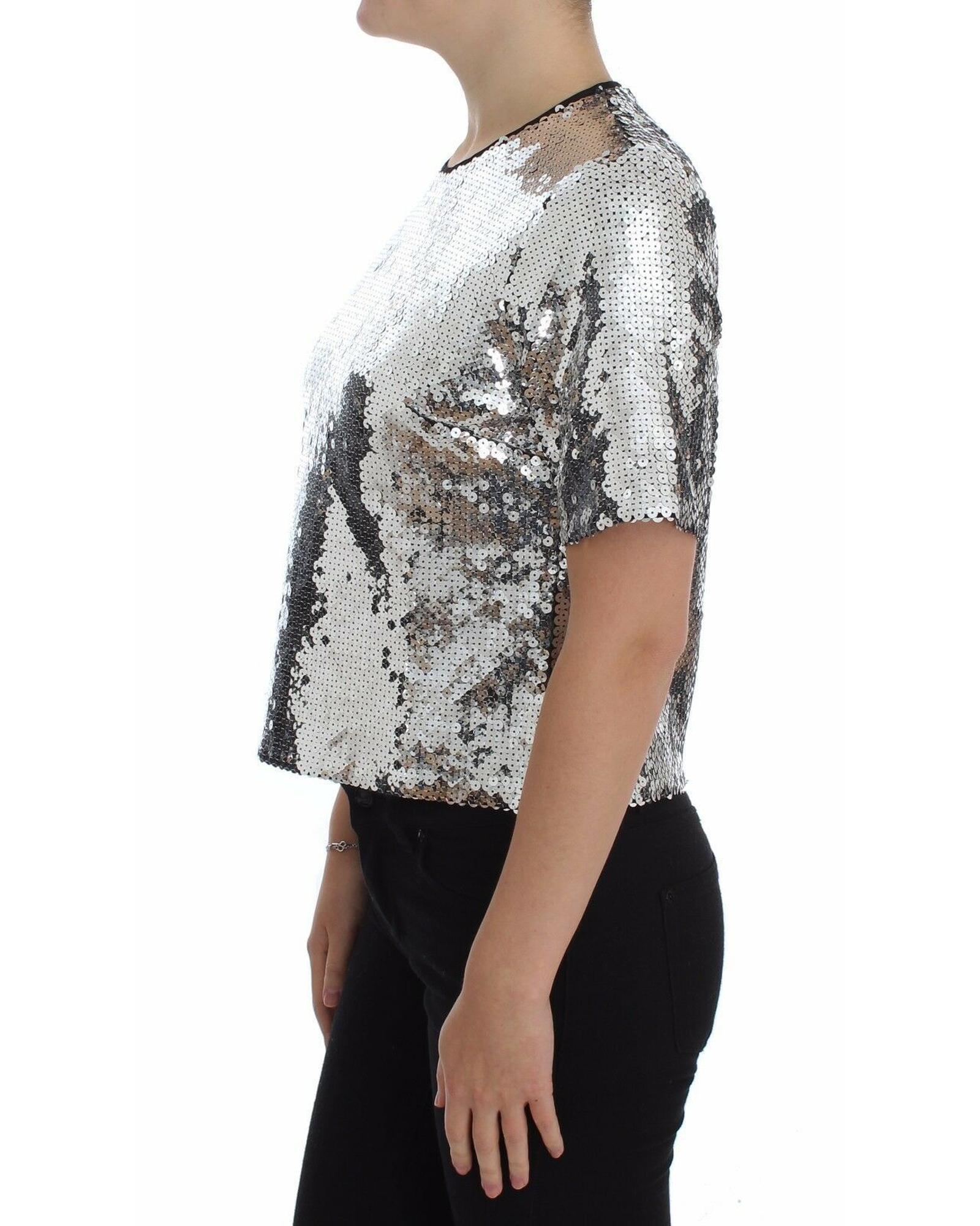 V539-SIG20502-44-202509010810-01 Enchanted Sicily Sequined Blouse Top 44 IT Women - Image 2