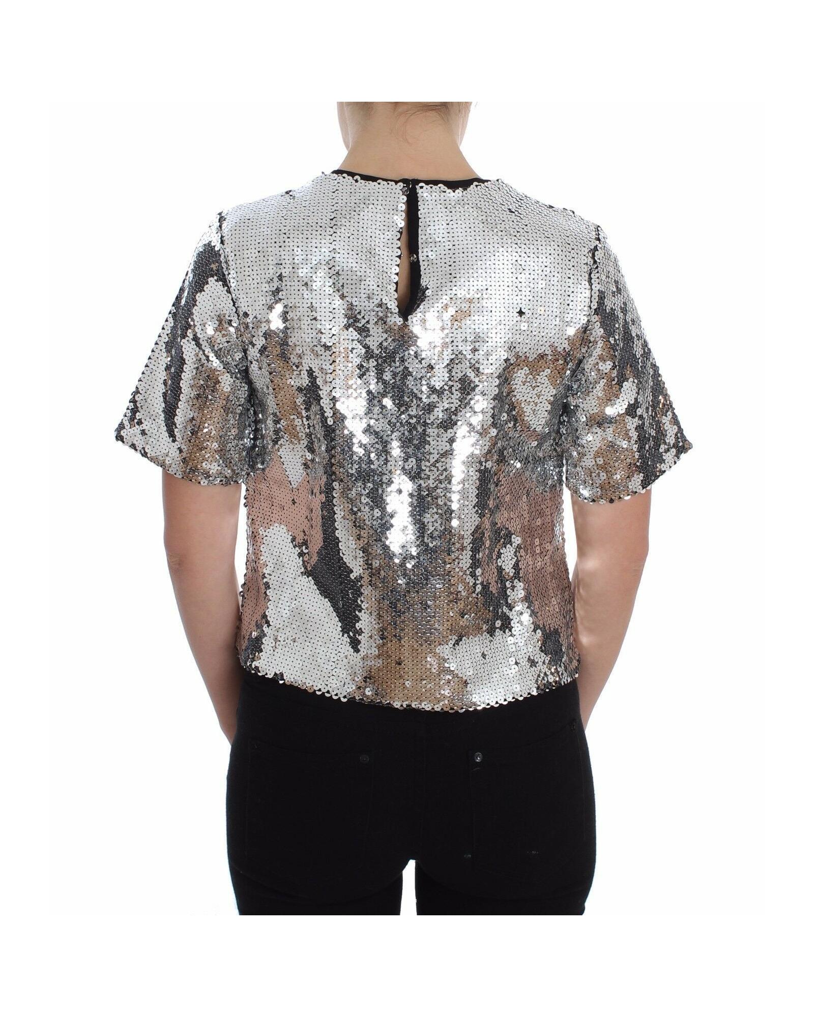 V539-SIG20502-44-202509010810-02 Enchanted Sicily Sequined Blouse Top 44 IT Women - Image 3