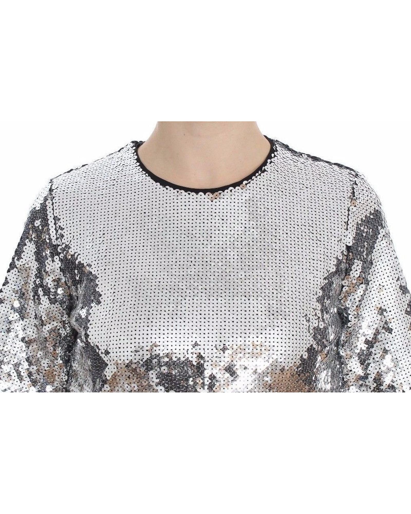 V539-SIG20502-44-202509010810-03 Enchanted Sicily Sequined Blouse Top 44 IT Women - Image 4