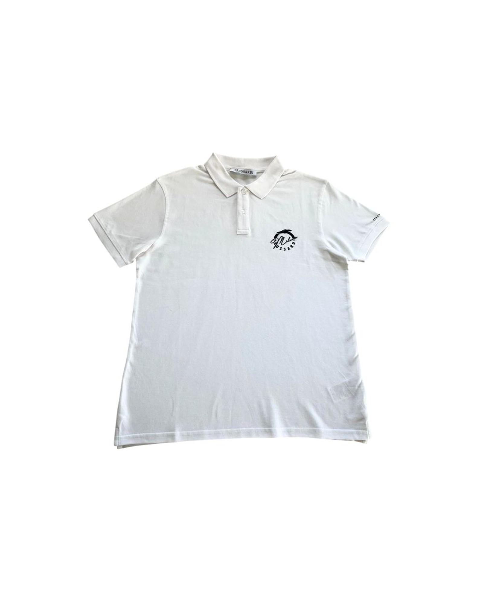 V539-TR-24808-L-202506181041-00 Trussardi Beachwear Men's White Cotton Polo Shirt - L - Image 1