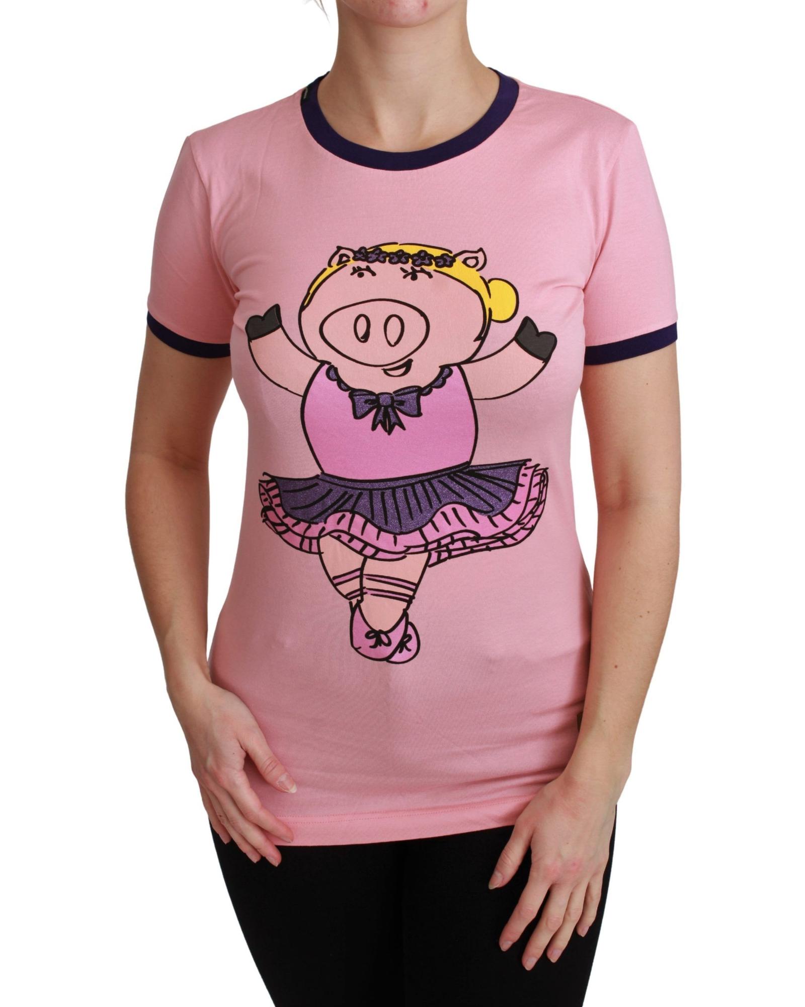 V539-TSH4556-36-202509012220-00 Year of the Pig 2019 Crewneck Short Sleeve T-shirt by Dolce & Gabbana 36 IT Women - Image 1