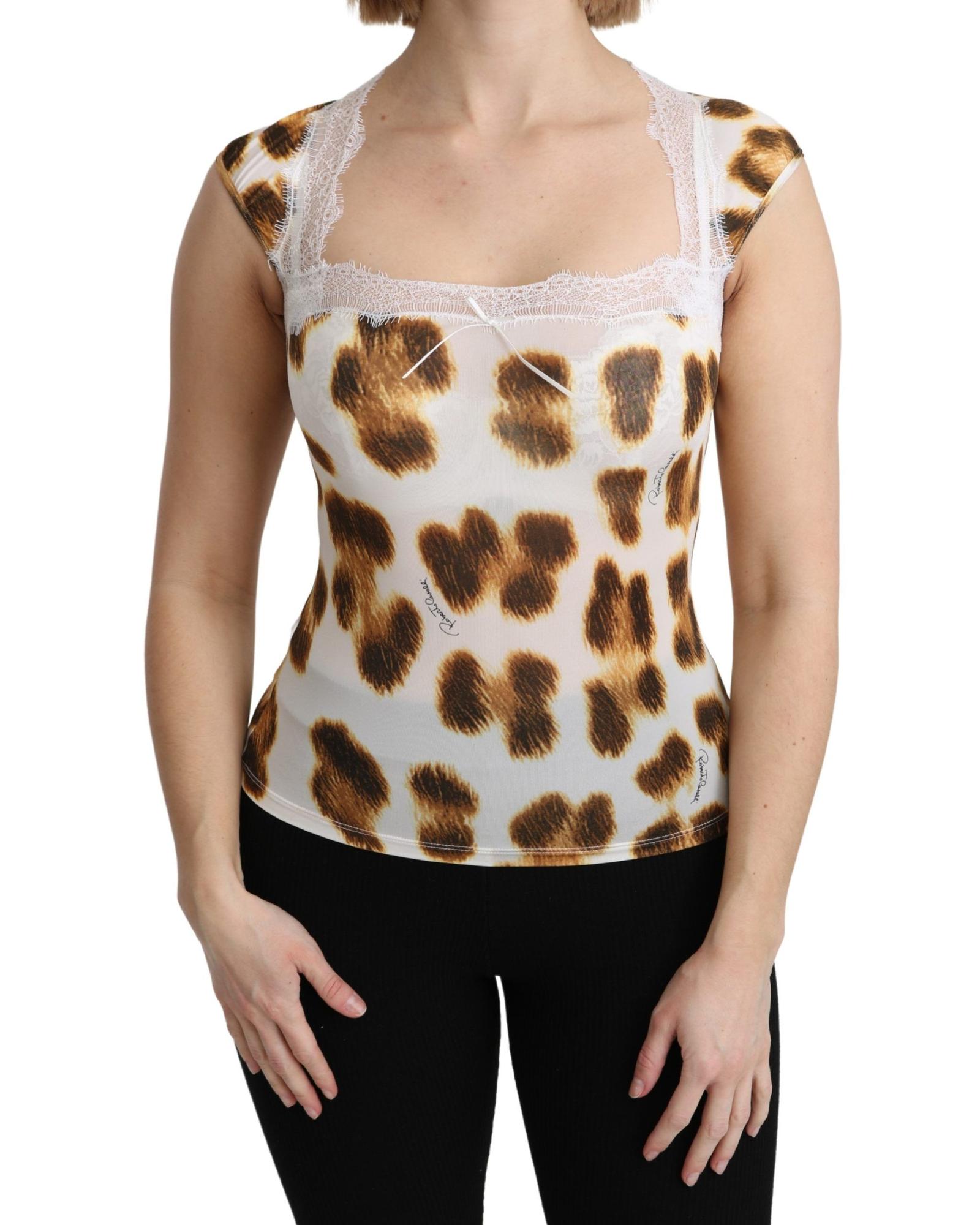 V539-TSH5184-40-202509011800-00 ROBERTO CAVALLI Underwear Tops with Leopard Pattern 40 IT Women - Image 1