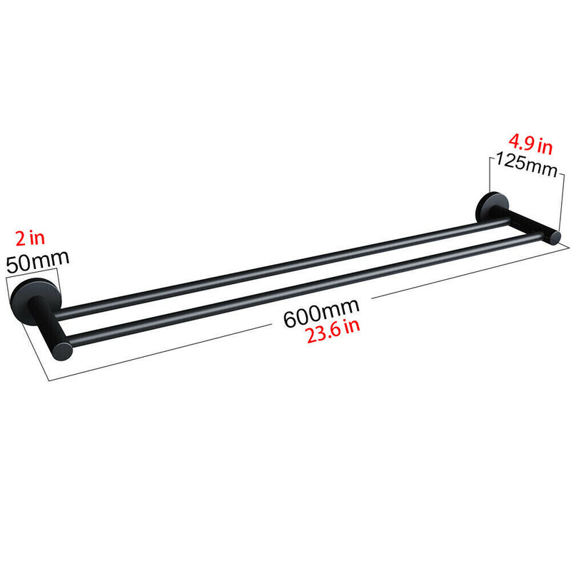 V549-600SSDBLTOWCOPPER-97987-01 Luxurious Brushed Rose Gold Stainless Steel 304 Towel Rack Rail - Double Bar 600mm - Image 2