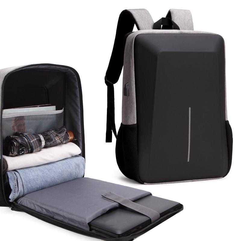 V562-0147432060DBT-202504251740-00 Hard Shell Backpack Alloy Frame Anti-theft Computer Bag for Men Gray - Image 1