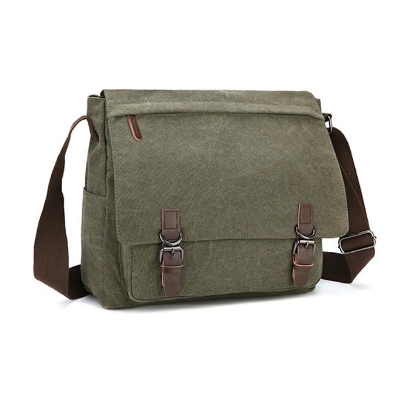 V562-0195023060DBT-202505191712-00 Green Canvas Business Messenger Bag Large - Image 1