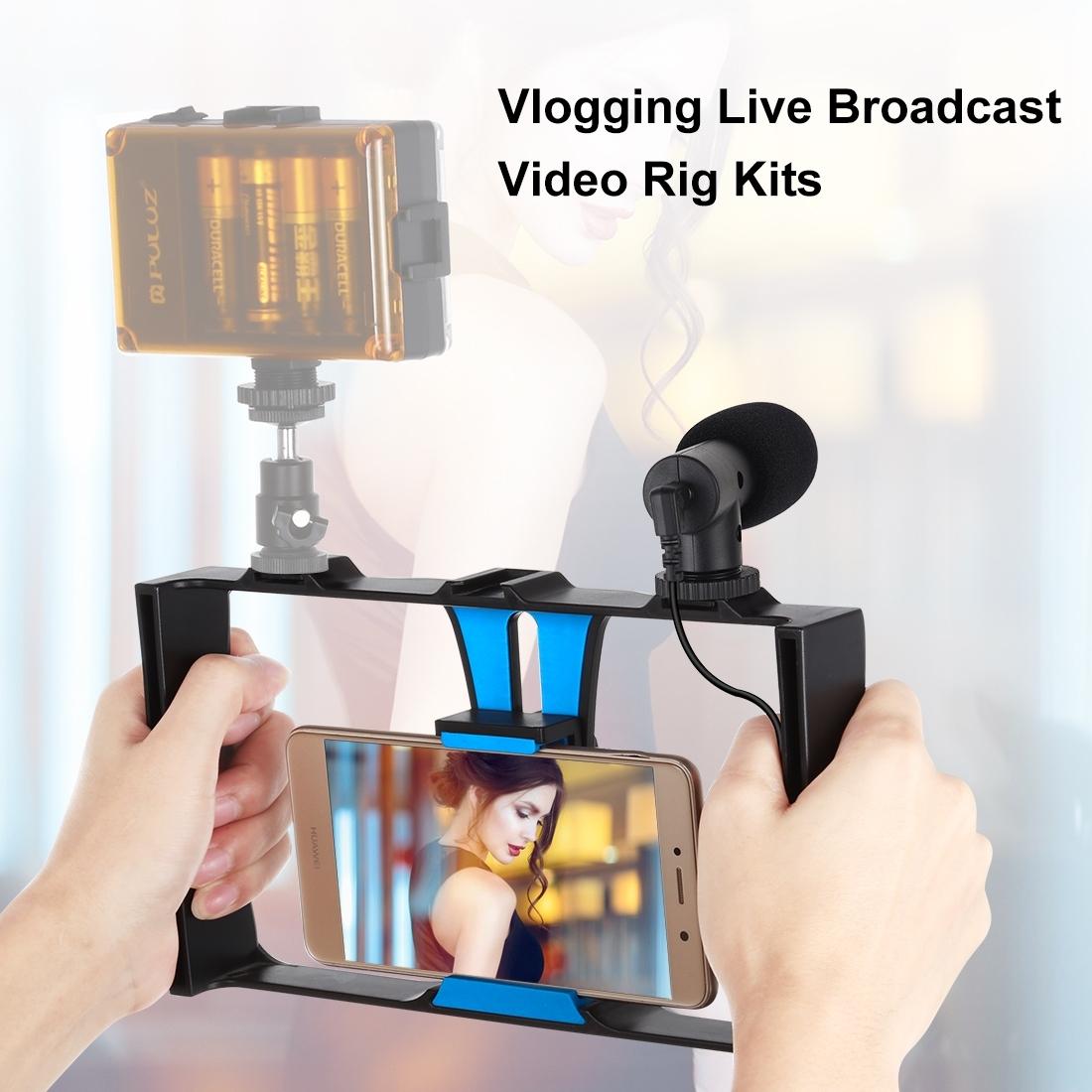 V562-0203TKP-220089-00 Smartphone Video Rig & Microphone Kit For Live Broadcast - Compatible With Iphone Galaxy Huawei Xiaomi Htc Lg Google And More - Blue - Image 1