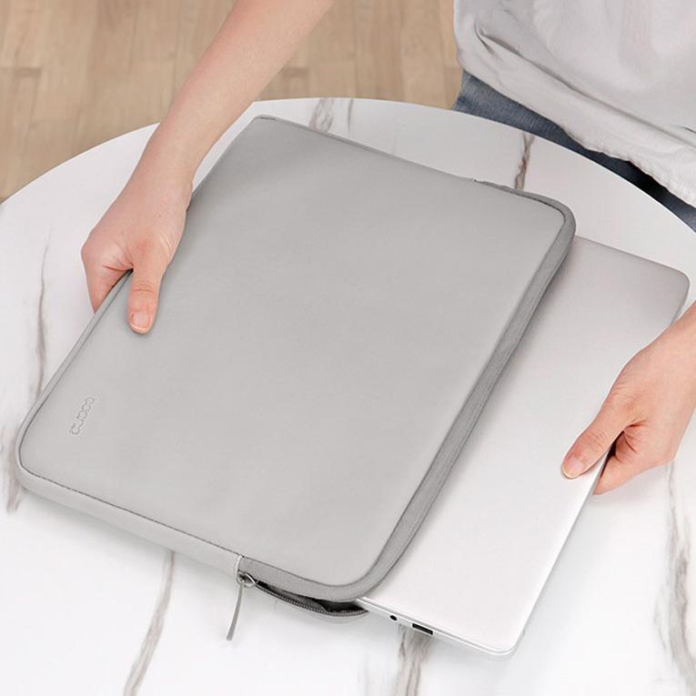 V562-0531475950DBT-202504022036-06 Double-Layer Leather Laptop Bag - 13 / 13.3 / 14 Inch - Gray - Image 7