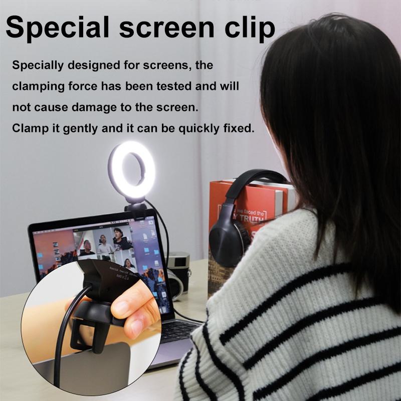 V562-1007654060DBT-221661-08 48leds Laptop Camera Beauty Ring Light - Clip Set 4-inch - Clip Set - Image 9