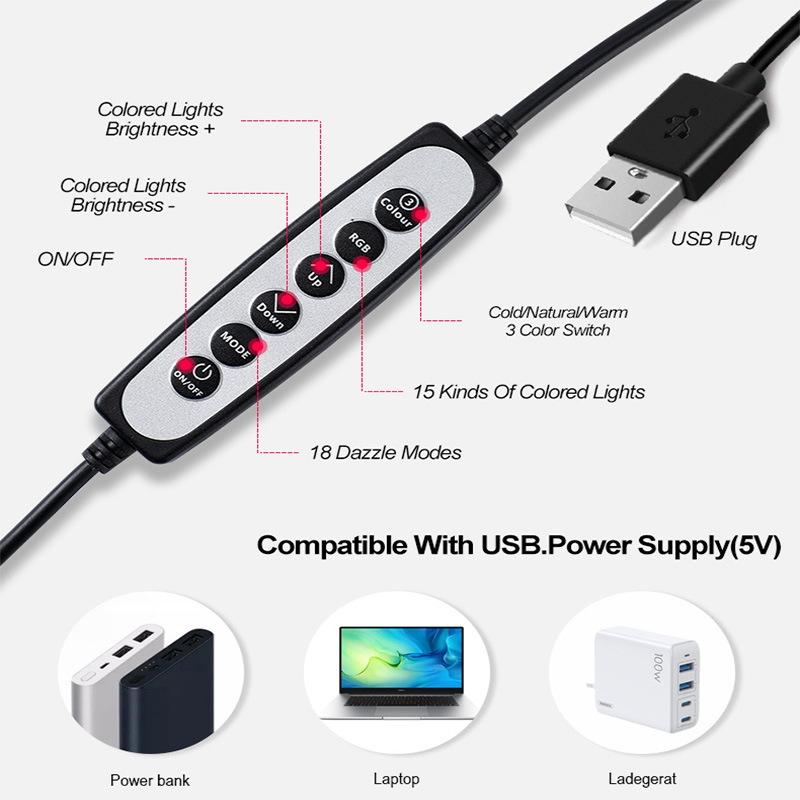 V562-1018222750DBT-202502211930-06 6 Inch Rgb Ring Light for Desktop Video Conferencing and Beauty - Image 7