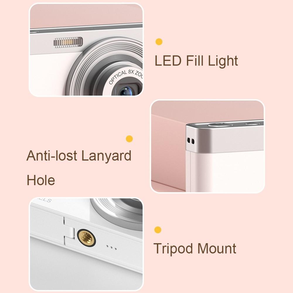 V562-1020023060DBT-220949-08 4k 8x Optical Zoom Telescopic Lens Digital Camera - White 2.88 Inch - Image 9