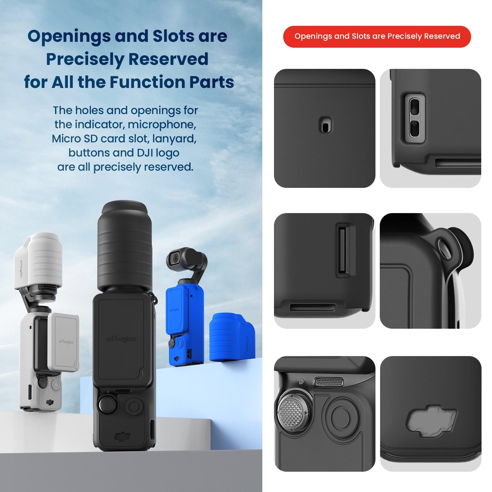 V562-1075554060DBT-202505211925-06 5-in-1 Silicone Case for Dji Pocket 3 Camera Accessories - 5 In 1 Black - Image 7