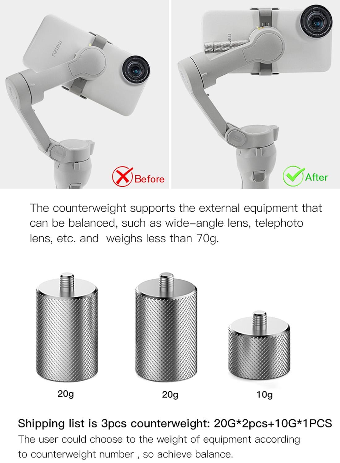 V562-1120POD-220095-05 50g Anti-shake Counterweight for Dji Om4 / Mobile 3 Gimbal - Image 6