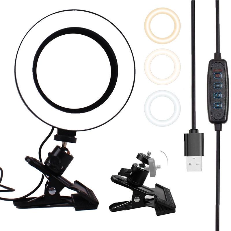 V562-12086650DBT-202503061835-01 Adjustable 6 Led Ring Light with Strong Clip - 2m Desktop Computer Clip Light - Image 2