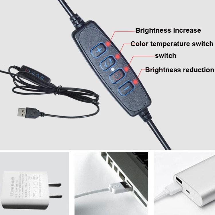 V562-12086650DBT-202503061835-04 Adjustable 6 Led Ring Light with Strong Clip - 2m Desktop Computer Clip Light - Image 5