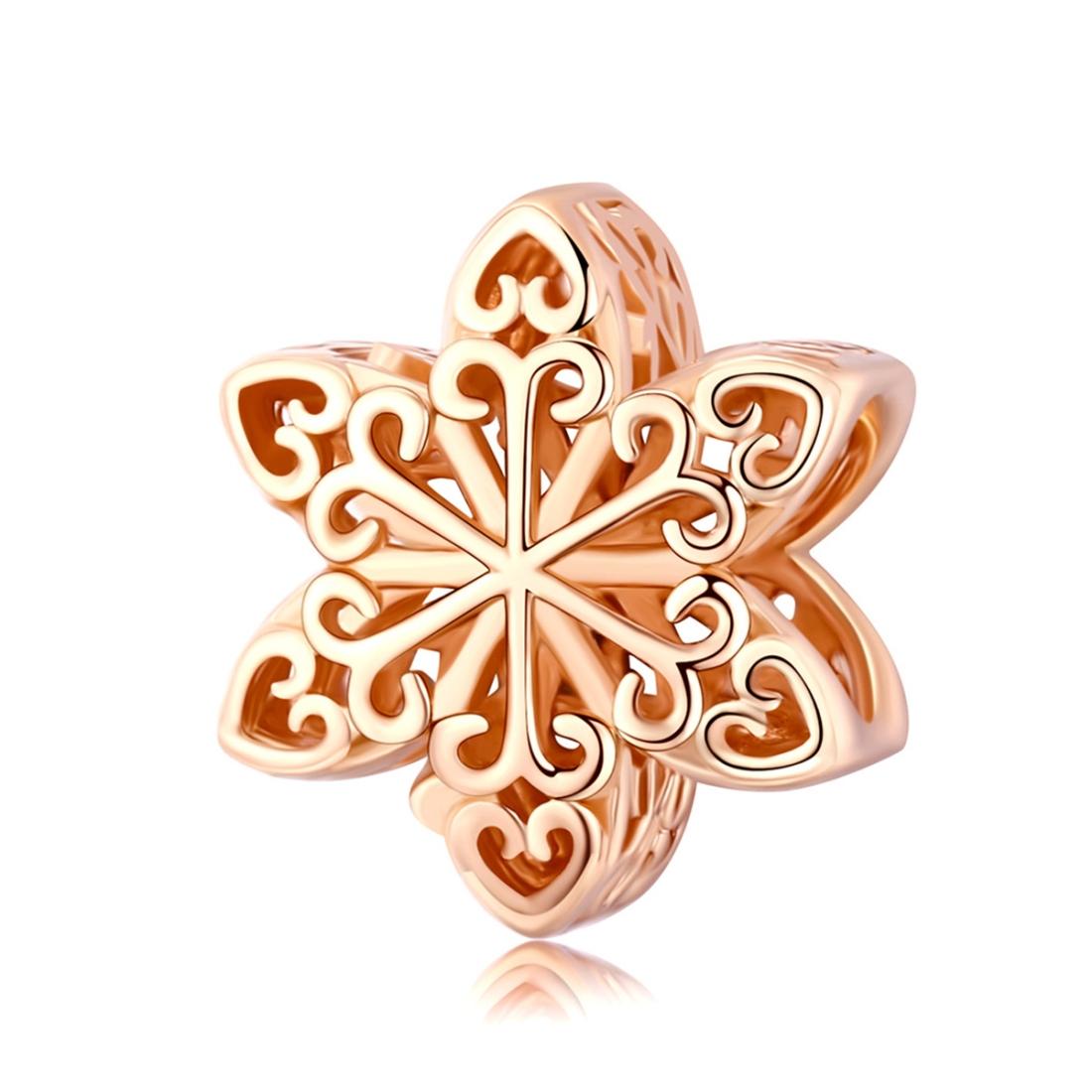 V562-20091600ADE-202504111840-00 925 Sterling Silver Rose Gold Snowflake Beads For Diy Bracelets & Necklaces - Image 1