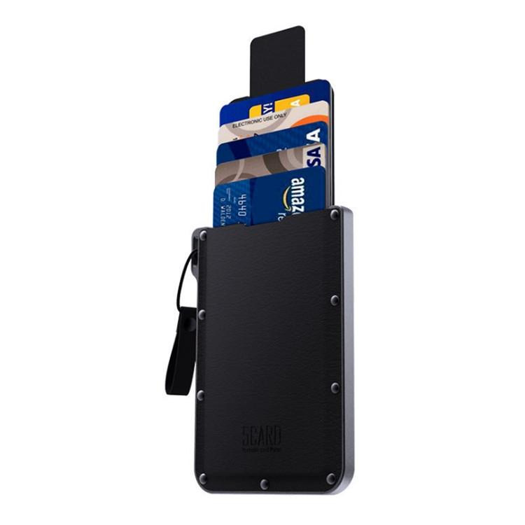 V562-203652680DBT-202503280206-01 Ultra Thin Pull Out Card Holder Black Genuine Leather - Image 2