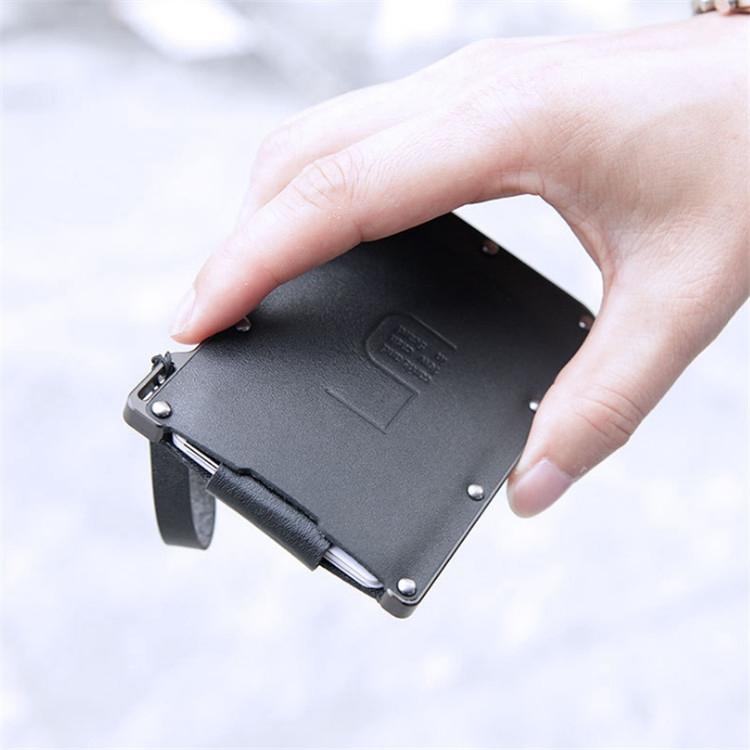V562-203652680DBT-202503280206-03 Ultra Thin Pull Out Card Holder Black Genuine Leather - Image 4