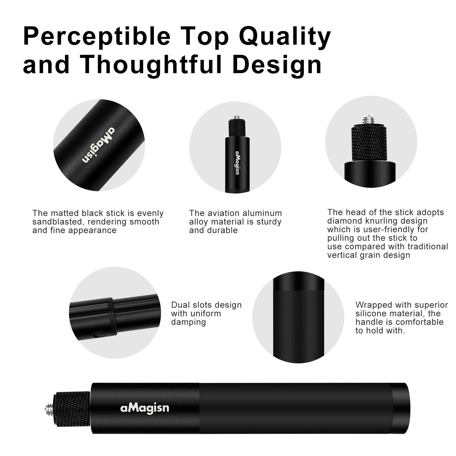 V562-2039554060DBT-219803-04 70cm Straight Pull Selfie Stick for Sports Cameras with 3 Jaw Screw - Rod+1/4 Turn 3 Jaw+Screw - Image 5