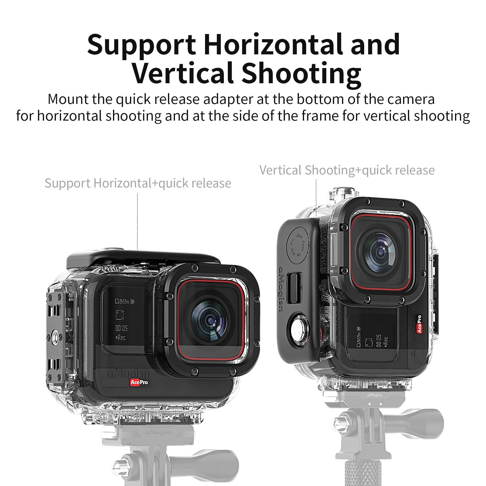 V562-2053554060DBT-219870-15 60m Waterproof Dive Shell for Magisn Camera - Horizontal & Vertical Shooting - For Insta360 Ace - Image 16