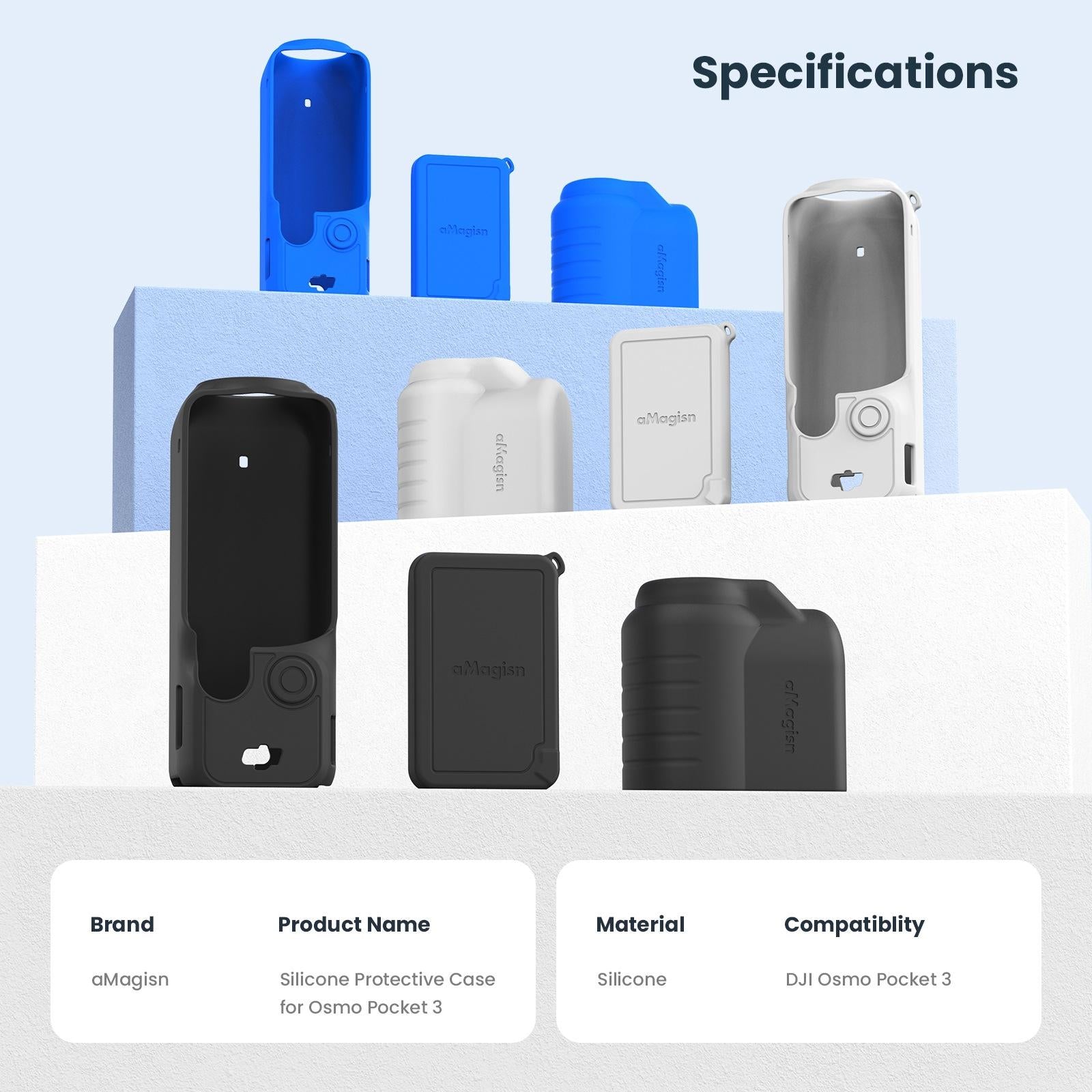 V562-2075554060DBT-202505211925-10 5-in-1 Silicone Case for Dji Pocket 3 Camera Accessories - 5 In 1 Blue - Image 11