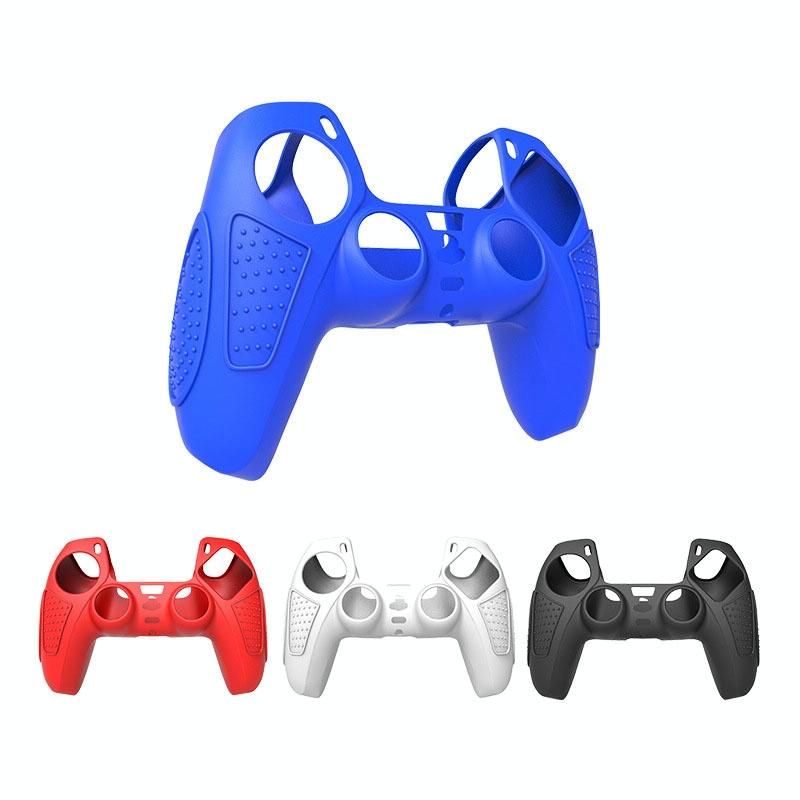 V562-2087474060DBT-202504181915-02 Black Silicone Protective Case for Ps5 Gamepad - Anti-skid Cover - Blue - Image 3