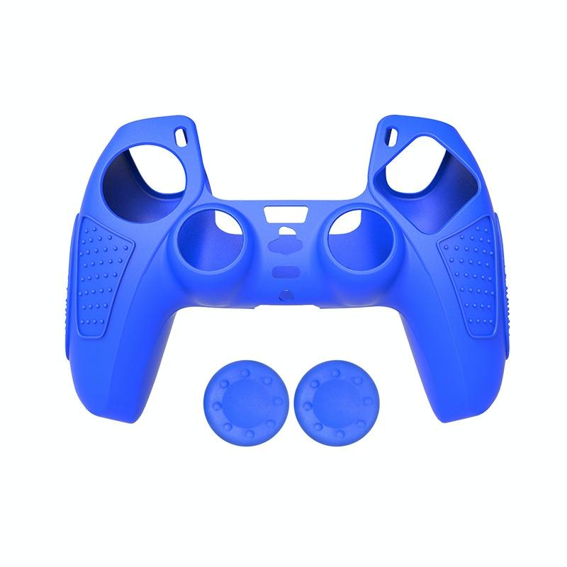 V562-2087474060DBT-202504181915-09 Black Silicone Protective Case for Ps5 Gamepad - Anti-skid Cover - Blue - Image 10