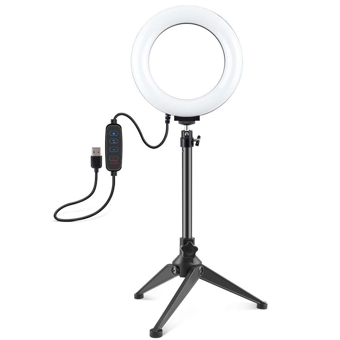 V562-2303TKP-202502212110-02 6.2 Led Ring Light with Usb 3 Modes Dimmable Desktop Tripod Cold Shoe Ball Head - Image 3