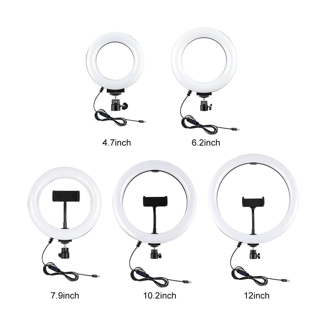 V562-2303TKP-202502212110-10 6.2 Led Ring Light with Usb 3 Modes Dimmable Desktop Tripod Cold Shoe Ball Head - Image 11