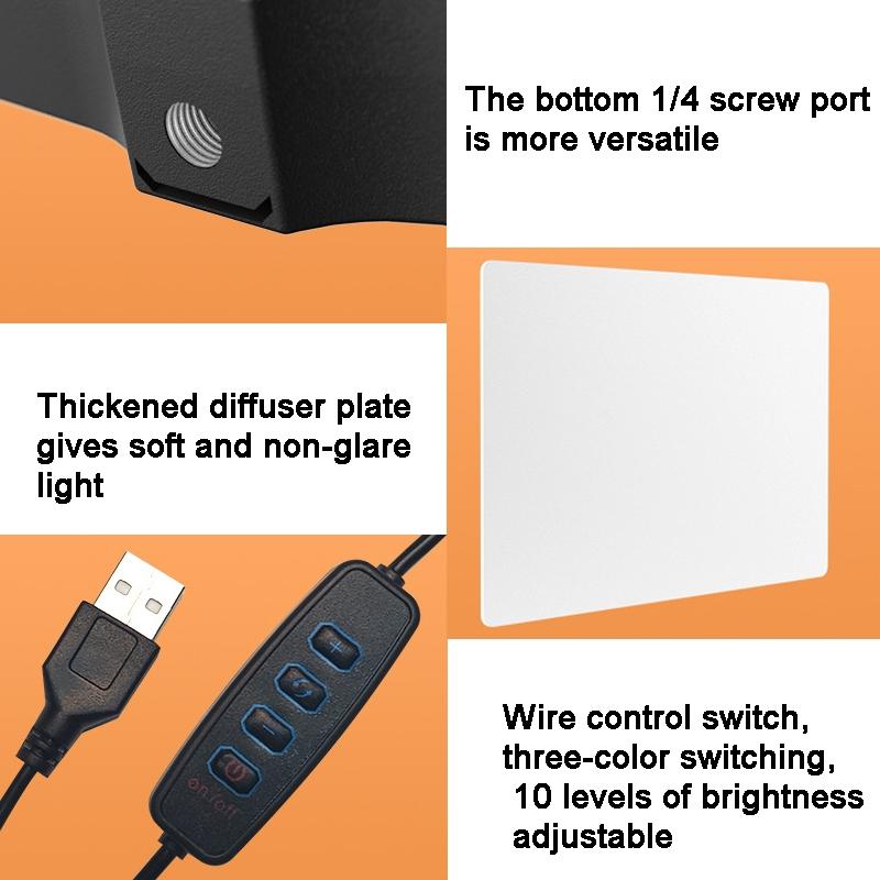 V562-3039843060DBT-202503061945-06 42cm Bracket Live Fill Light with 10 Three-colour Temperature for Photography - Image 7