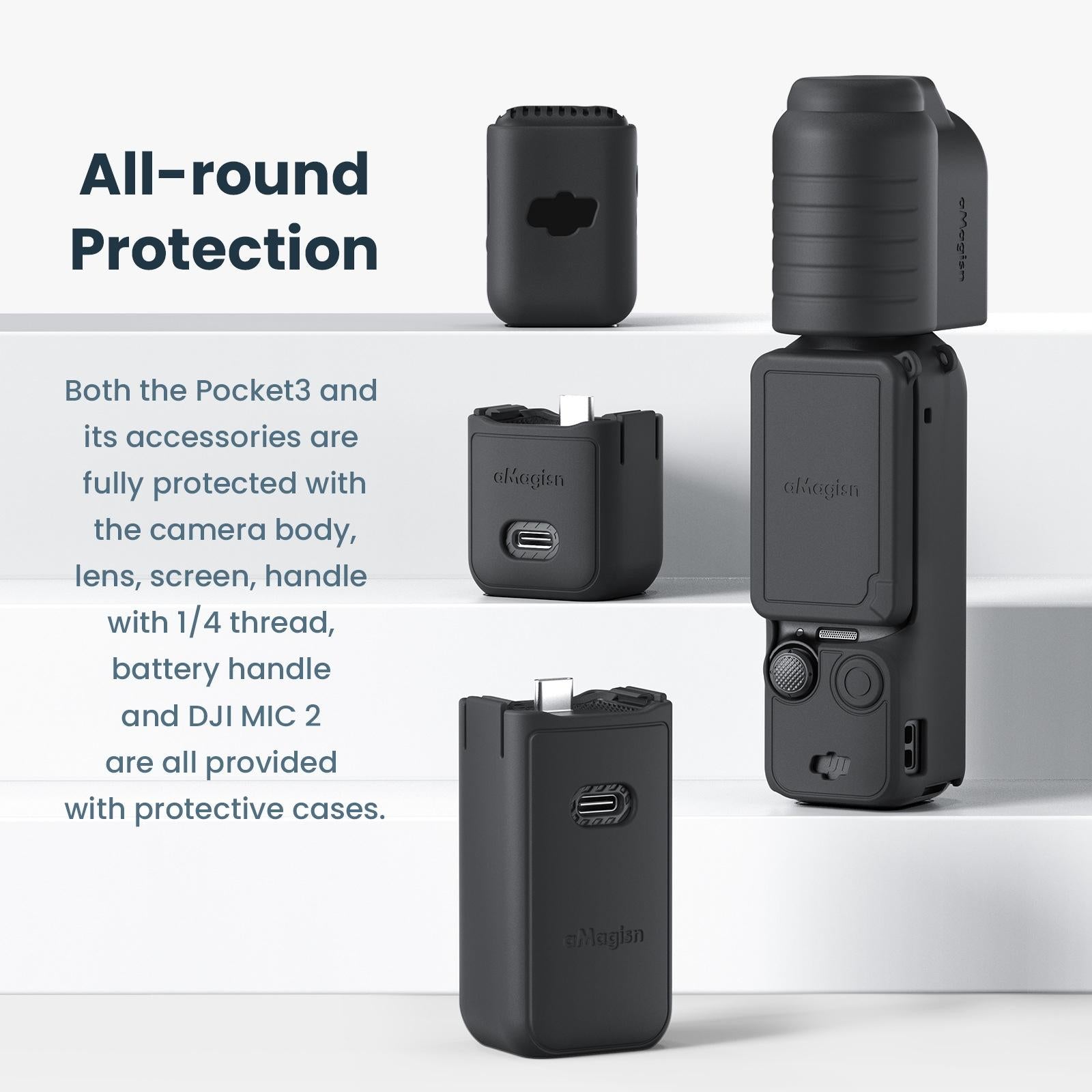 V562-3075554060DBT-202505211925-13 5-in-1 Silicone Case for Dji Pocket 3 Camera Accessories - 5 In 1 Gray - Image 14