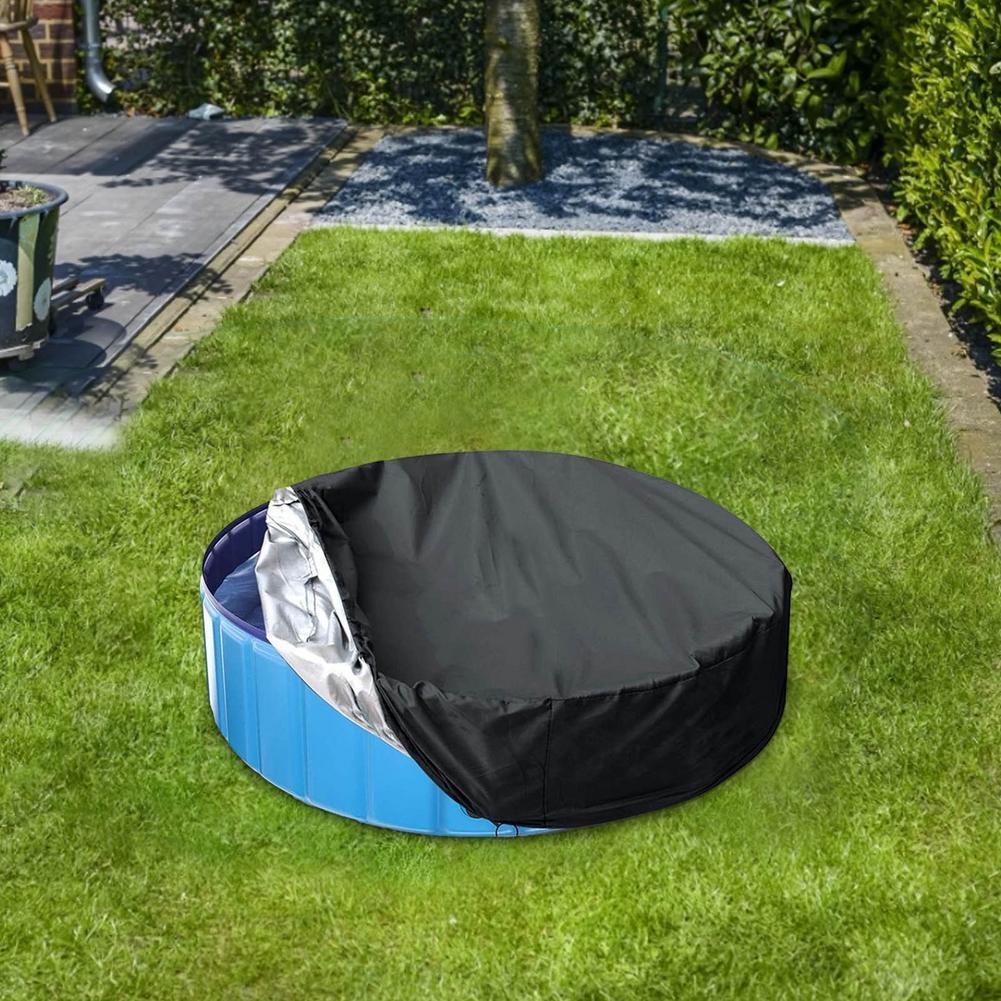 V562-3088562060DBT-202503031940-00 Round Foldable Pool Cover - Dustproof & Sunscreen - 162x30cm - Black / Silver - Image 1