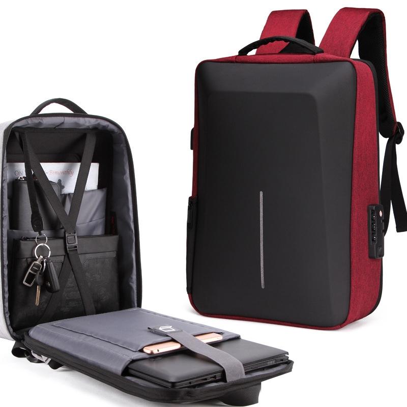 V562-4047432060DBT-202502211945-01 Anti-theft Hard Shell Backpack for Men with Alloy Frame - Red - Image 2