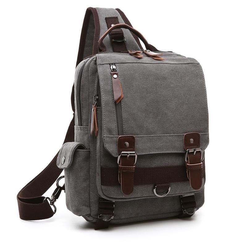 V562-4144023060DBT-202504251748-00 Gray Canvas Chest Bag For Outdoor Travel Lightweight & Durable - Image 1