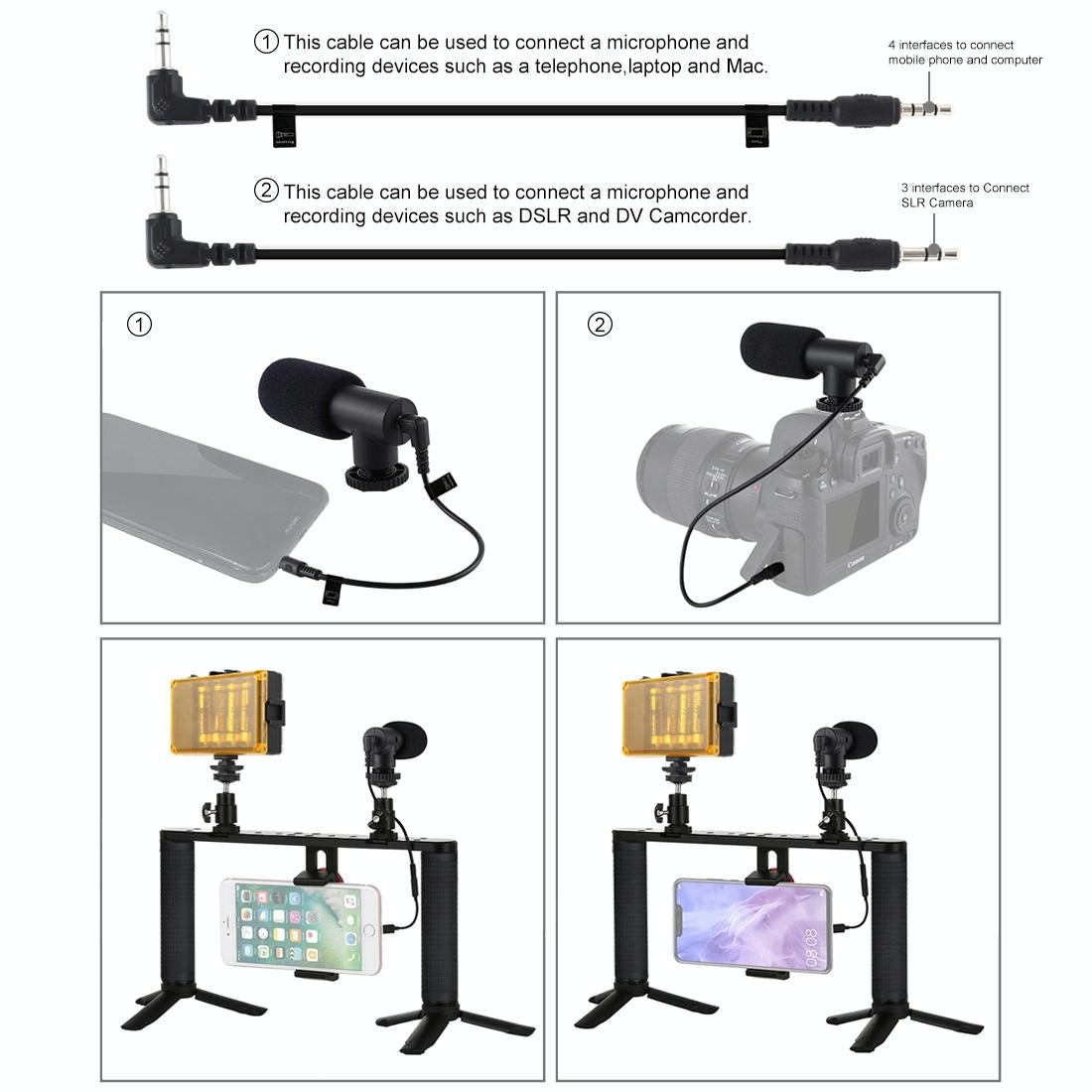 V562-4203TKP-202502212300-06 4-In-1 Vlogging Kit With Led Light Microphone Tripod And Stabilizer - Image 7