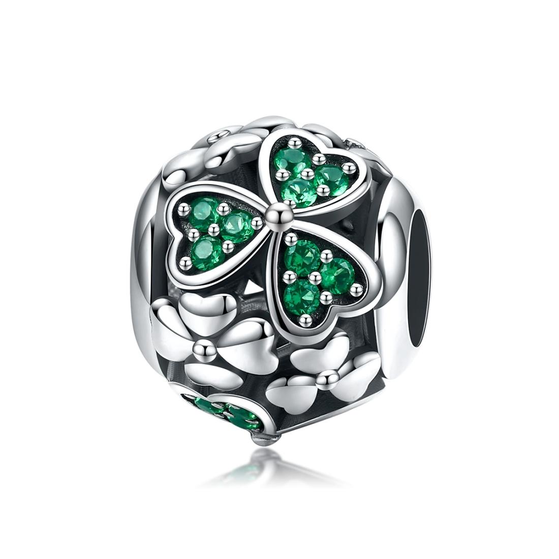 V562-45486240DBT-202504111840-00 925 Sterling Silver Green Clover Bead For Diy Bracelets - Image 1