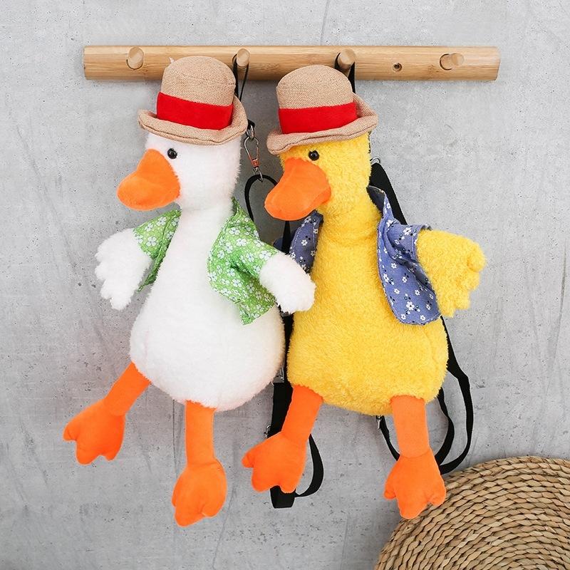 V562-5043124060DBT-202505191526-11 Adorable Cartoon Plush Shoulder Bag Duck White Green - Duck White Red - Image 12