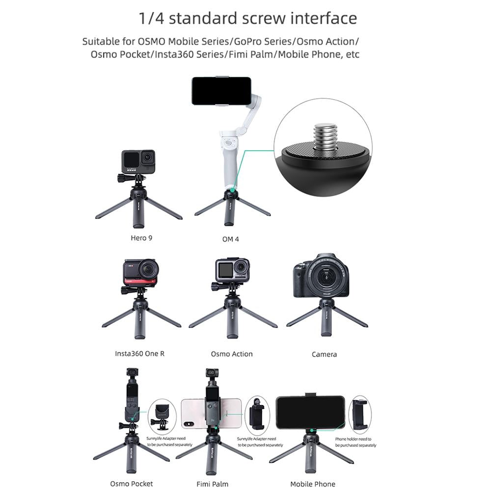 V562-5050591750DBT-202502212310-04 Aluminum Alloy Mini Tripod for Insta360 Go Dji Action and Gopro - Image 5