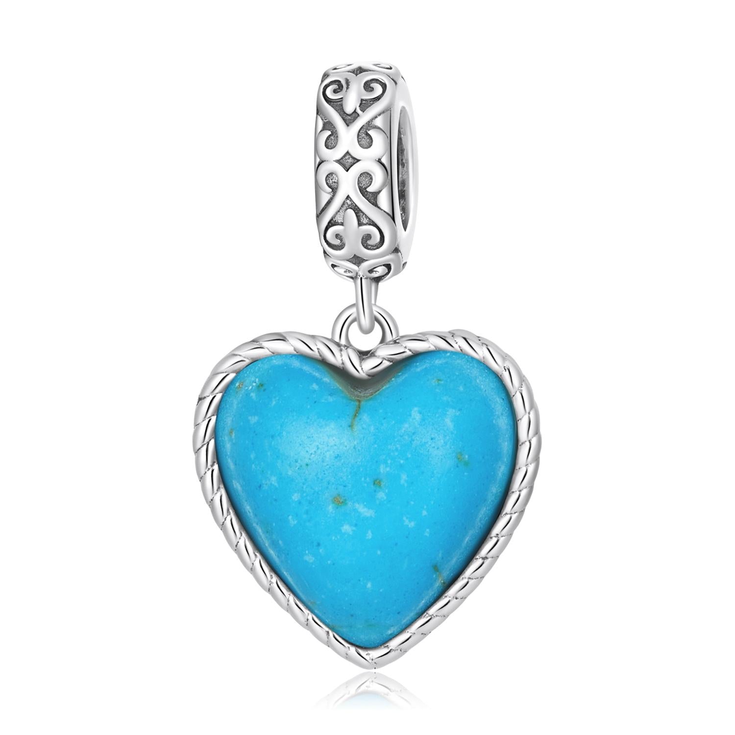 V562-5498200ADE-202504111859-00 925 Sterling Silver Turquoise Heart Pendant For Diy Bracelets & Necklaces - Image 1