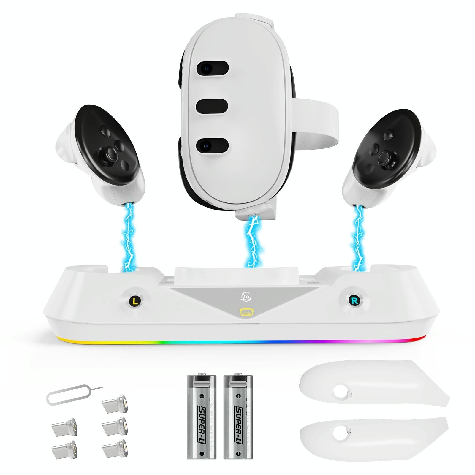 V562-57834060DBT-202503052105-00 Vr Game Seat Charging Set with Magnetic Suction Base for Meta Quest 3 Glasses and Handle - Image 1