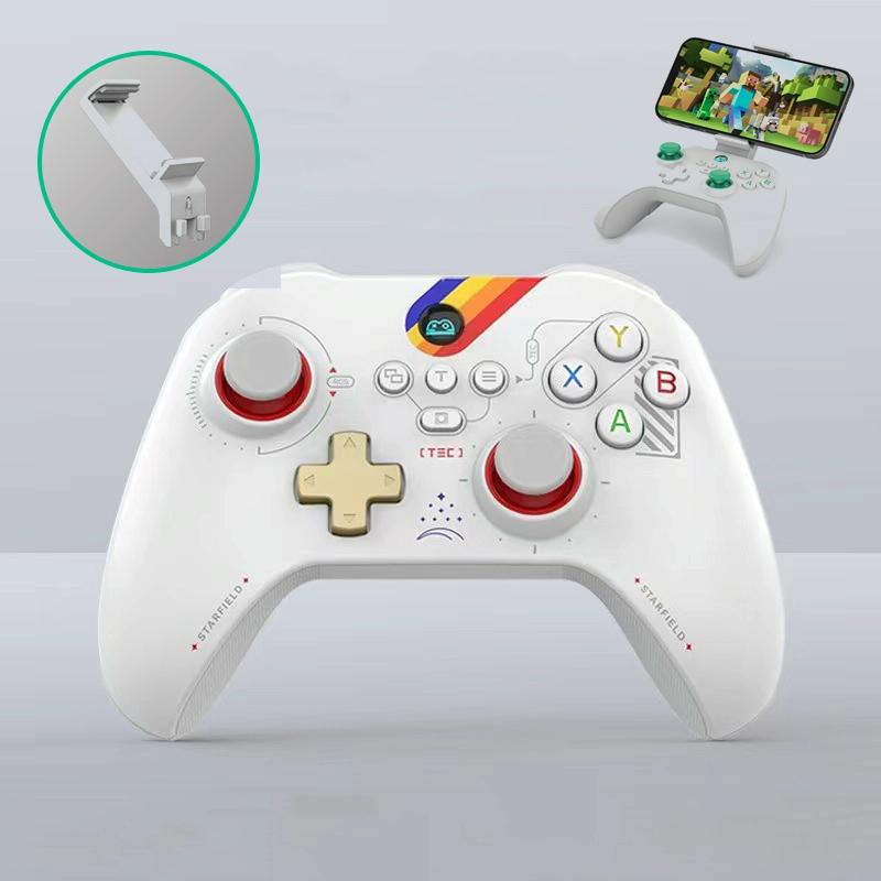 V562-6036494060DBT-202503201935-00 Wireless Bluetooth Game Controller For Switch Ios Android Pc Ps3 Ps4 - Black - Star White+Bracket - Image 1