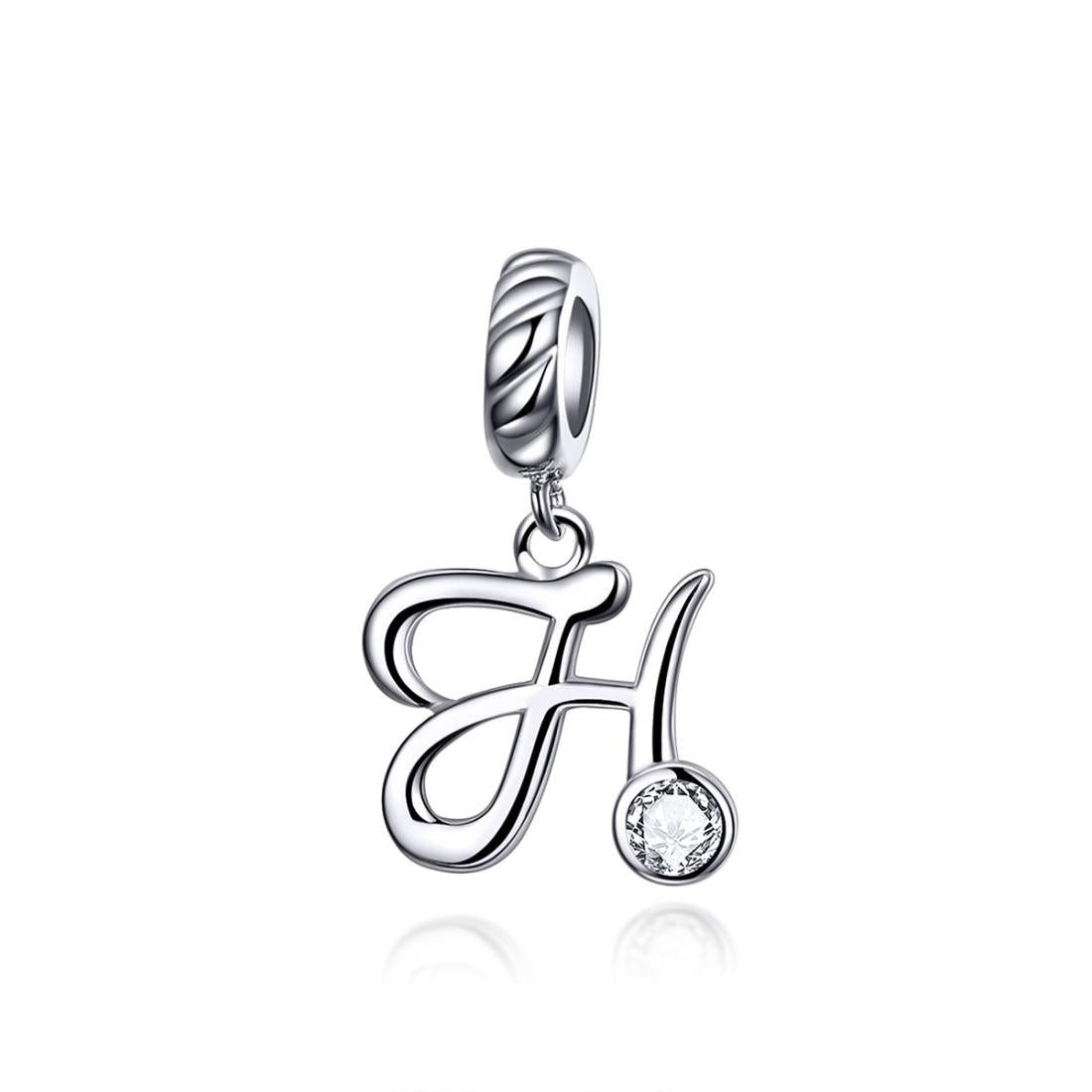 V562-80371600ADE-202504111915-00 925 Sterling Silver Letter Pendant For Diy Bracelet Or Necklace Style - H - Image 1