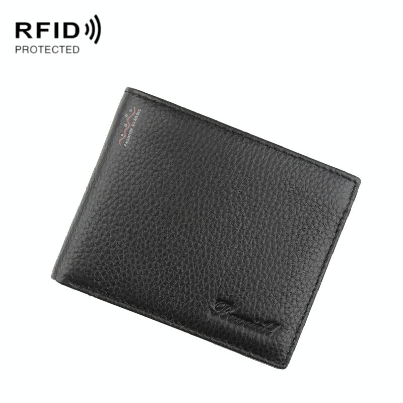 V562-8123122060DBT-202503062210-00 Rfid Men Short Wallet with Card Slots - Black - Image 1
